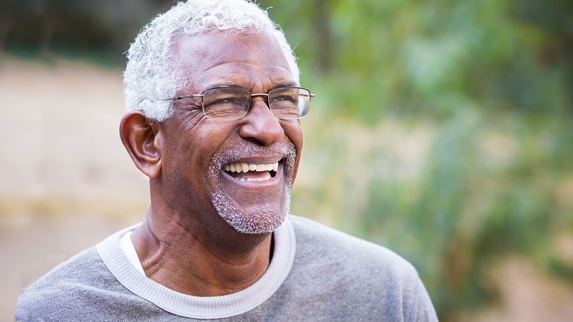 Dental implant smiling man